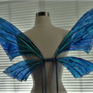 Blue Fairy Wings (Ready to Ship) Size: 30 1/2" wing span X 19" tall